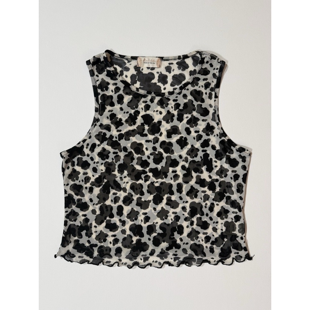 Altar'd State Cow Print Mesh Tank Top S | Made in USA | 90s Y2K Style‎
